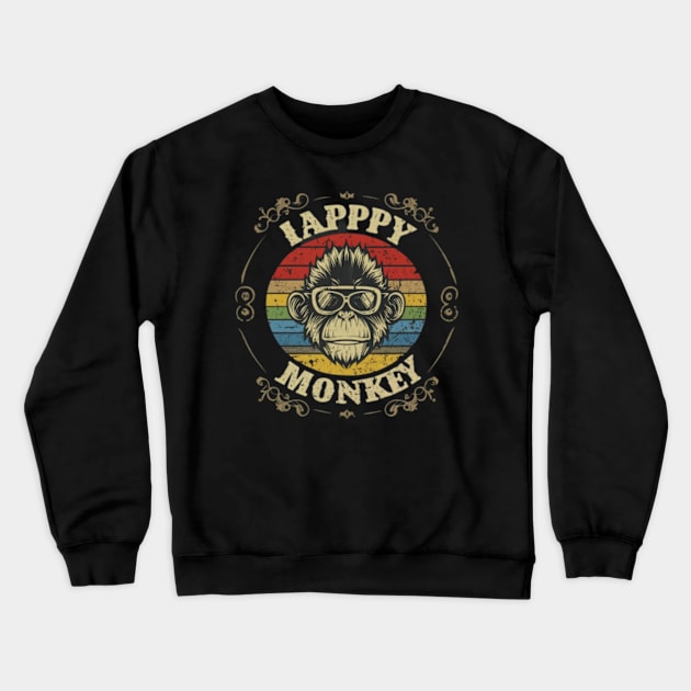 Happy Monkey Crewneck Sweatshirt by TshirtMA